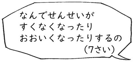 なんでせんせいがすくなくなったりおおいくなったりするの