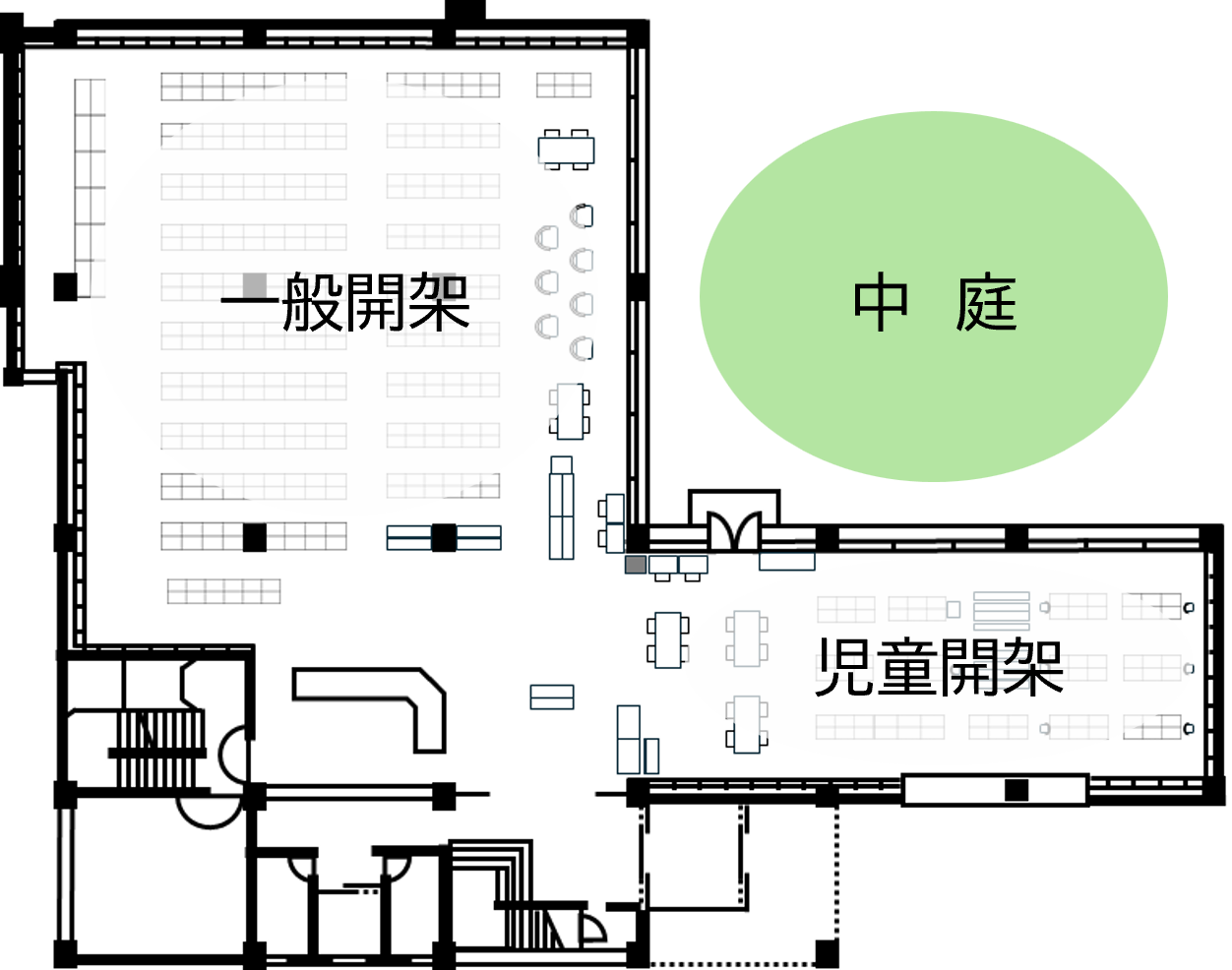 中央図書館1階の図面（イメージ）